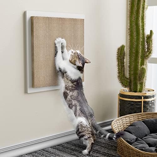 Way Premium Basics Квадратно Монтиране на стена Екологичен Стъргало за котки Scratcher (Бял)