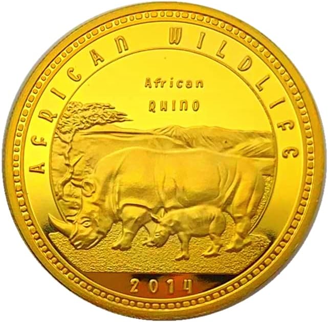 Африка Замбия Животно Златни Възпоменателни Монети Събиране На Носорог Златни Монети, Монети, Занаят, Възпоменателни Медали