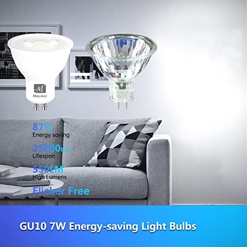 Led лампа M MayJazz GU10 с регулируема яркост, 5000 До дневна светлина, Бяла Трековая лампа с мощност 550ЛМ, 7 W (еквивалент, халогенни 70 W), хлътва лампа с ъгъл на лъча на 40 ° за вградените осветление, 10 бр. В опаковка