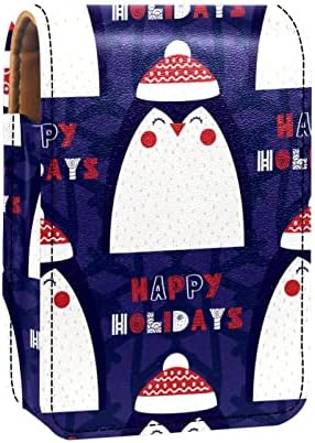 Калъф червило сладък карикатура Пингвин Коледна шапка мини червило притежателя организатор чанта с огледало за чантата за пътуване козметична чанта