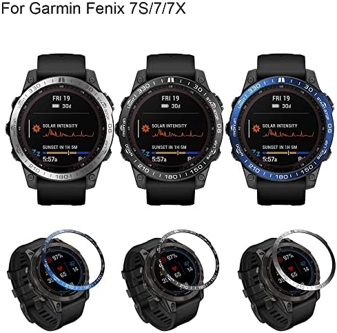 TRDYBSK за Garmin Fenix 7/7 S/7X син сапфир bezel за GPS-часовник, пръстен от Неръждаема Стомана, Залепваща на Защитно покритие от надраскване, Пръстени, Аксесоари (Цвят: C Размер на: ?