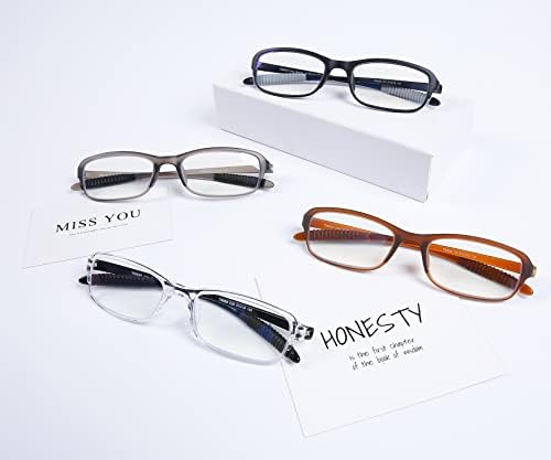 Очила за четене DOOViC 4 в опаковка за жени и мъже, блокер синя светлина очила за четене TR90, гъвкави и леки четци, якост 1,0