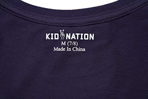 Kid Nation / Бебешки Върховете на бретелях от памук, Ризи с кръгло деколте без Ръкави за момчета и момичета 4-12 години (2 опаковки)