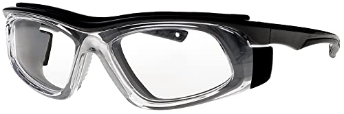 Очила за радиационна безопасност модели T9603 с оловни лещи Equivlancy диаметър 75 мм и странични екрани Pb Eq размером50 мм със силиконови облицовки за нос (черен с прозрачно покритие)
