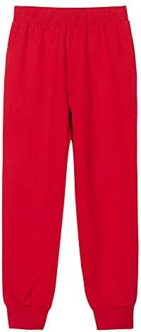 Меки френски хавлиени панталони за джогинг свободно намаляване на UNACOO Girls (Однотонно-червени, m (7-8 години))