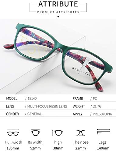 SIADEE Прогресивно Мультифокальные Очила За четене С Блокиране на Синя Светлина За Жените И Мъжете - Зелено 2.0 X