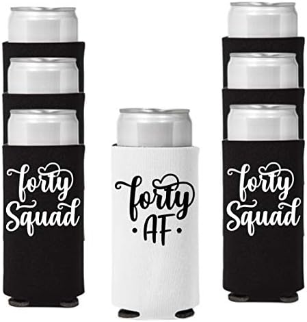 Veracco Forty AF Fouty Squad 40 Години Тънък Титуляр за кулата с банки, Подарък за 40-ия рожден ден Forty Squad и Страхотна Украса за партита (черен / бял, 6)
