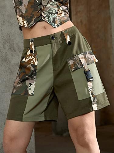 Дамски къси панталони BFXLMKI с Камуфляжным принтом и наклонени джобове (Цвят: Армейски зелен, Размер: Малък)