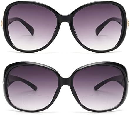 JM Класически Бифокални Очила за Четене Reader Glasses за Жени със Защита от ултравиолетови лъчи На Открито Черно + 1.0