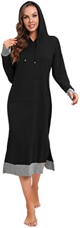 Дамски рокли-качулки Ladiwanka с дълъг ръкав, на Макси Рокля с качулка, Всекидневни Джоб