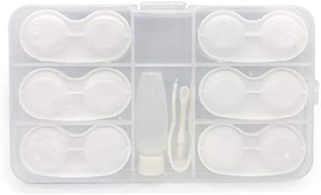 LCFALO 6 опаковки калъф за контактни лещи, прозрачни обемни седалките-организаторите за поставяне на контактни лещи за пътуване с набор от инструменти-щеки-здрава простата