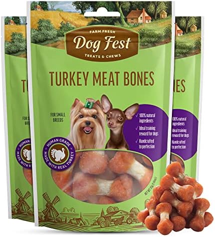 Костите от месото от пуйка (опаковка от 3 броя) - Лакомство за кучета - Костите от месото от пуйка, приготвени от истинско месо и съставки от човешки произход - Екстри от пуйка с високо съдържание на протеини за кучета