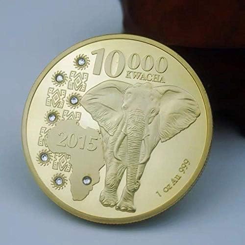 2015 Република Замбия 1 унция.999 Африкански Слон 10000 Квача Златно Животно Възпоменателна Монета Сувенирни Монети Метал