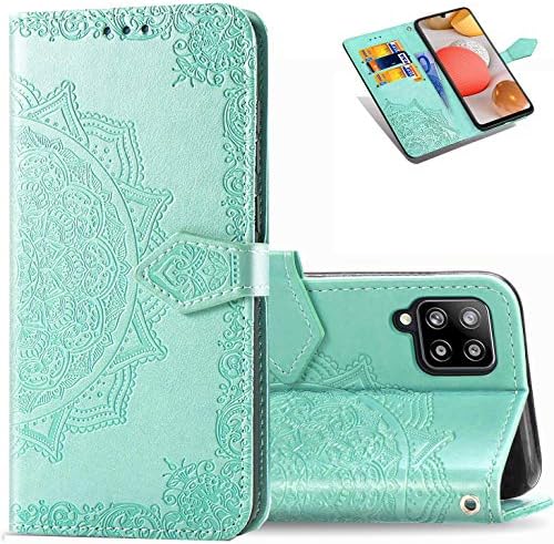 Калъф за телефон ZYZX Samsung Galaxy A42 5G, Стилен, Усъвършенстван кожен калъф-книжка с релефни под формата на Мандала, отделения за карти и влакчета, магнитна закопчалка, уст?