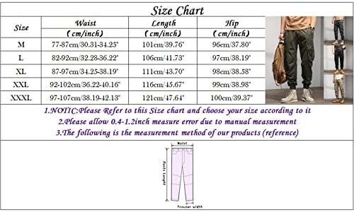 Мъжки Обикновена Модни Ежедневните Свободни Памучни Панталони с Джобове Голям Размер Дантела, Широки Панталони-Карго, Мъжки