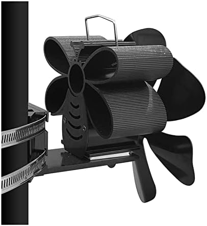 XFADR SRLIWHITE Висящ Черен Вентилатор 6 Вентилатор за печки с топлинна захранването Дървена Дърво Горелка на Еко-Тих Вентилатор За дома Ефективно разпределение на топлинна енергия (Черен цвят)