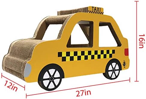 Стъргало за котки Krazy Cat Rider Yellow Taxi Cab XL 3D. Забавен цветен дизайн с Много Изрязани дупки. Изработен от устойчив Рециклирана велпапе материала. Размер - 28 x13.5x17.5.