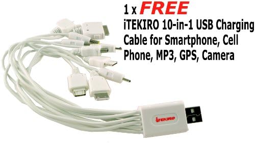 iTEKIRO AC Стенно Зарядно за Кола dc Комплект за Panasonic Lumix DMC-FZ2PP + iTEKIRO 10-в-1 USB Кабел За зареждане