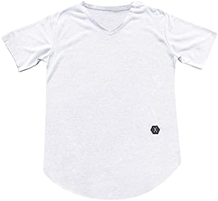 WENKOMG1 Летни Ризи Хенли с V-образно деколте за Мъже, Големи Размери, Обикновена Тениска, Памучни Блузи с Къс Ръкав, Базова Тениска L0324