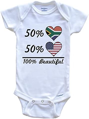 Наистина страхотни Ризи 50% южна африка 50% Американски Красив Детски Боди с изображение на Знамето на Южна Африка във формата на Сърце