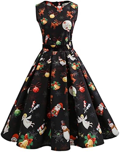 Женствена рокля Midi в бретелях 1950-те години, Винтажное Коледна рокля-люлка за Абитуриентски бал в стил Рок, Модерен Острият Чаено рокля Трапецовидна форма, с кръгло деколте