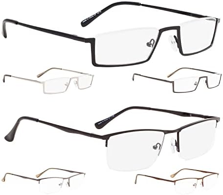 LUR 3 опаковки на метални очила за четене в полуободке + 3 опаковки очила за четене без полуободки (само 7 двойки ридеров + 1,75)