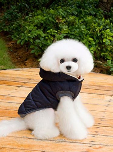 Hoody JIEYA Small Dog с качулка, Hoody за домашни любимци, Зимата на Топло Утепленное палто Кученце (XL, тъмно син)