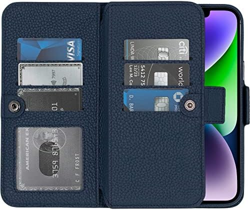 BLACKBROOK iPhone 14 Plus, Подвижна чанта-портфейл със съвместимостта с MagSafe - (2 в 1), Определени на седалките от естествена кожа Windsor за iPhone 14 Plus (6,7 инча) - 8 слота за кредитни карти, 2 джоба за пари