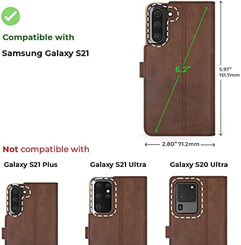 Ретро портфейл Snakehive Samsung Galaxy S21 || Чанта-портфейл от естествена кожа за телефон || Естествена кожа с поставка за гледане и 3 за притежатели на карти || флип-надолу корица-фолио с отделение за карти (кафяв)