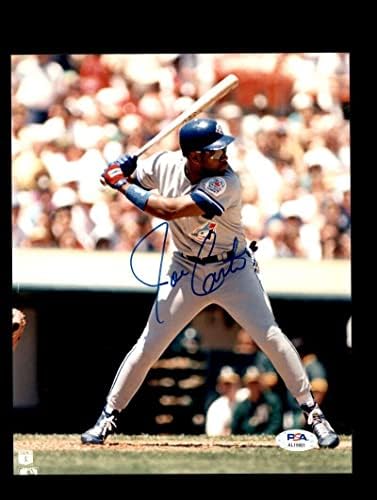 Джо Картър с ДНК PSA Подписа Снимка с Автограф 8x10 Блу Джейс - Снимки на MLB с автограф