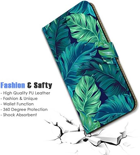 за Samsung S22 +, за Samsung Galaxy S22 plus е проектиран калъф-портфейл с панти капак за телефон, A21997 Тропически зелен лист 21997
