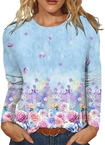 Дамски Летни Модни Ежедневни Блузи с Наклон, Свободен Пуловер с кръгло Деколте, Удобни Меки Блузи, Блузи за Жени