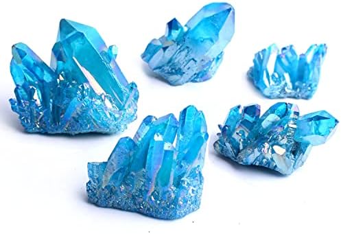 BINNANFANG AC216 1 бр. Нов синьо небе Гальванический Вуг Crystal Проба кварц Йонофореза Кристали Клъстери Украса Подарък Лечебни кристали за Изцеление (Цвят: 50-60 г синьо небе)
