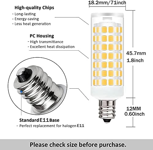 Основата на мини-канделябра JDE11 110V T4 6W 630lm 6000K, Еквивалент на халогенни лампи JD E11 с мощност 60 W, Енергоспестяваща led лампа Без регулиране на яркост / за полилеи, аплици, кабинетного осветление 4 бр. (Дневен