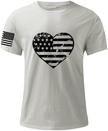 Bmisegm Летни Плажни Ризи за Мъже, Мъжки Лятна Тениска с Принтом Ден на Независимостта, Модни и Ежедневни Тениска с Дълъг Ръкав за Бягане