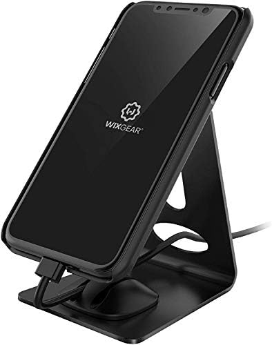 Магнитна поставка за мобилен телефон WixGear Премиум–държач за iPhone, смартфон и мини-таблет на базата на Android - Здрава Метална Поставка за телефон на масата с притежателя на Smart Cord, магнитно закрепване за мобилен