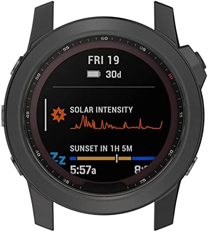 AWADUO е Съвместим с защитен калъф Garmin Fenix 7, Защитен калъф Smartwatch TPU за Garmin Fenix 7 Solar за мъже и жени (TPU покритие, черен)