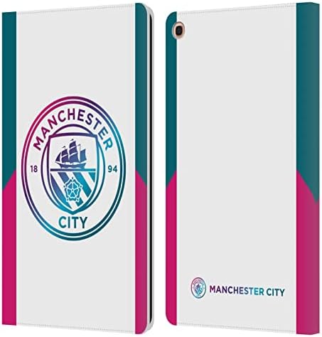 Дизайн на седалките за главата Официално лицензиран Манчестър Сити, Комплект икони за футболен клуб Манчестър Сити 2021/22, Кожен калъф-книжка-джобен формат и е Съвместим с Samsung Galaxy Tab A 10.1 2019