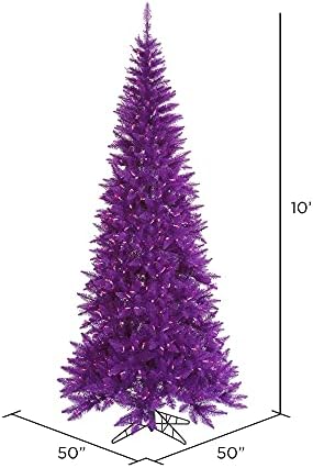 Изкуствена Коледна елха Vickerman 10' Purple Fir Тънък, Лилаво led Светлини с твърда черупка - Коледна Елха Изкуствена Яде - Сезонен Декор за дома