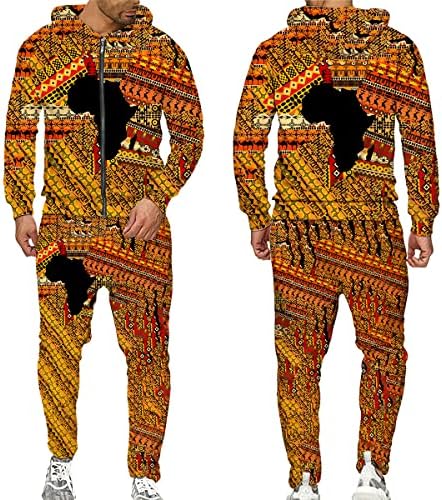 Жените и Мъжете Дашики Качулки на цип на Панталон Мъжки Спортен Костюм Комплект дрехи от 2 теми 3D Африкански Женски Мъжки