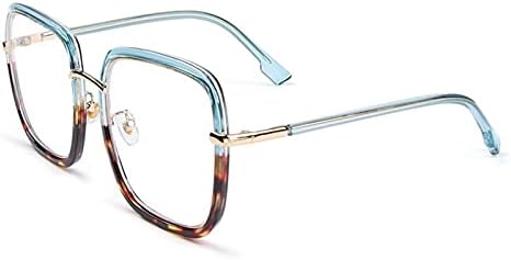 Очила за четене siqiwl, Големи квадратни очила, слънчеви Очила с защита от синя светлина, Vintage слънчеви очила в рамка голям размер за мъже и жени (Цвят: леопардовый принт 2, Размер: + 2)