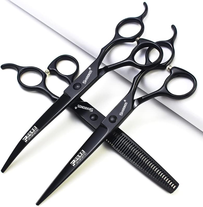 SHARONDS Фризьорски ножици, Ножици за домашни любимци 7 инча филировочные ножици за подстригване Комплект за коса (4 бр.)