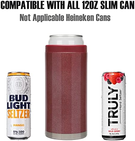 Охладител за консерви Skinny за фино бира и силна сода от 12 унции | Държач за напитки с Двойни стени и Вакуум изолация от Неръждаема Стомана