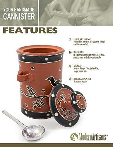 Кухненски туба от теракота керамика, ръчно изработени в американски стил с купа с лъжица-совочком с изображение на черно млечница