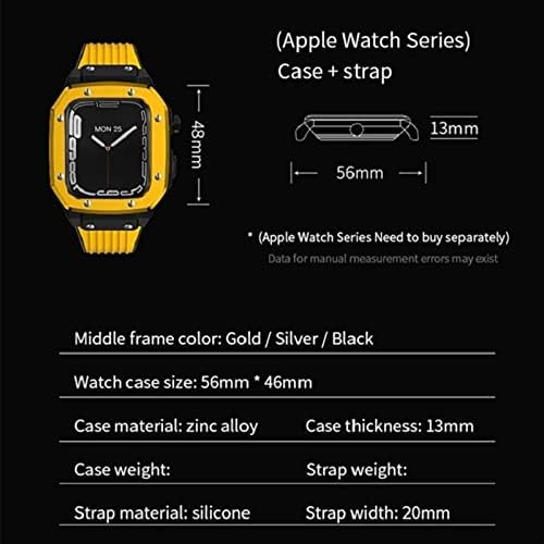 TEXUM за Apple Watch Band Series 44 мм мъжки часовник от сплав, калъф, каишка, 45 мм 42 мм, Метална Рамка, Модификация, Комплект модове, Аксесоари за iWatch Series 8 7 6 5 4 SE, калъф (Цвят: 10 мм Златна закопчалка