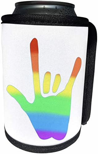 Триизмерна картина с изображение на жестомимичен език, любовна ръце в цветовете на дъгата смеси - Опаковки за бутилки-хладилника (cc_357447_1)