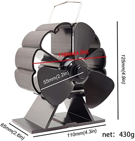 SCDCWW 3 диска вентилатор за камина Ефективен вентилатор за печки с тъпо топлинна лопастью, работещ на дърва горелката, Безшумен вентилатор (Цвят: черен размер: 125x160x65 мм)